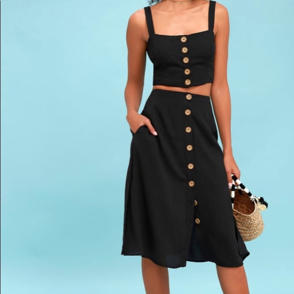 Lulus Black Two-Piece Midi Dress